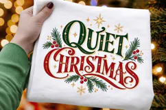 Quiet Christmas PNG - Vintage Holiday Typography Stars Pine Product Image 3