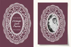 Hand Drawn Vintage Lace Frame PNG Clipart for Wedding Product Image 1