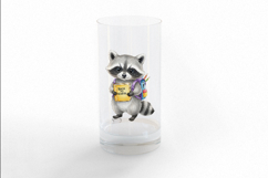 Cute Raccoon with Backpack Holding a Book Watercolor PNG Product Image 3