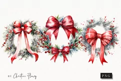 Watercolor Christmas Wreaths Clipart | Watercolor Christmas Product Image 1