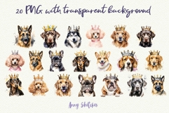 20 Dog Breeds in Crowns Watercolor Clipart Bundle PNG Product Image 3
