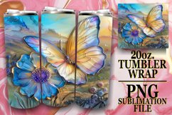 Vibrant Butterfly Glitter Design Tumbler Wrap 20oz Product Image 1