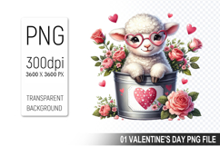 Valentine&#039;s Sheep in Bucket, Animal Graphic For Crafts Product Image 1