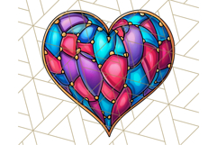Stained Glass Hearts and Butterflies Clipart PNG Product Image 2