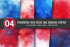 Patriotic Red Blue Ink Digital Paper Product Image 1