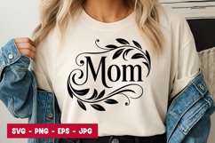 Mom Script Floral Typography SVG PNG Product Image 1