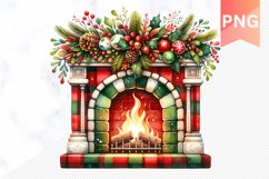 Christmas Fireplace- Clipart PNG Design Product Image 1