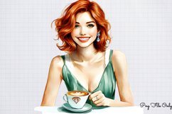 Coffee Shop Girls Clipart PNG Product Image 1