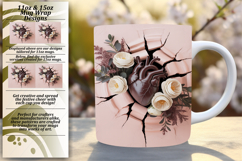 Elegant 11oz Mug Wrap Png Template , 3D Heart Product Image 1