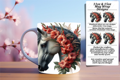 Trendy 11oz Mug Wrap Png Design , Horse Product Image 1