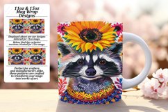 Bright Raccoon with Flower Design Mug Wrap Product Image 1