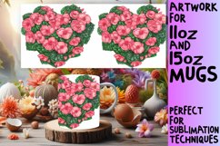 Floral Heart Pattern Mug Wrap Sublimation Product Image 1