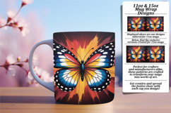 Bold 15oz Mug Wrap Png Template , Butterfly Product Image 1