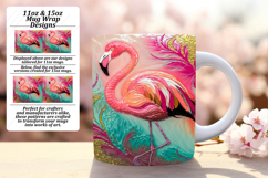 Graceful 11oz Mug Wrap Png Template , Flamingo Product Image 1