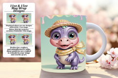 Artistic 11oz Mug Wrap Png Template , Cute Dino Product Image 1