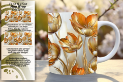 Creative 15oz Mug Wrap Png Artwork , 3D Flower Product Image 1