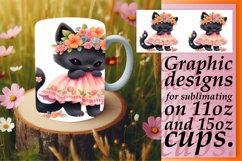 Floral Feline Watercolor Mug Wrap - Spring Affection Product Image 1