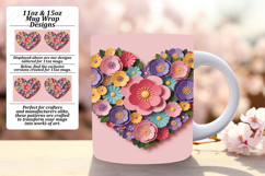 Bold 15oz Mug Wrap Png Design , Flowers Heart Product Image 1