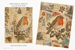 Robin Bird Christmas Junk Journal Pages Product Image 3