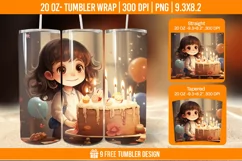 Cute Birthday Tumbler Wraps, Sublimation Wrap Product Image 1