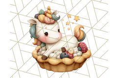 Cute Dessert Unicorn PNG Clipart with Cupcakes & Candies Product Image 2