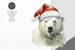 Christmas clipart, Polar bear clipart, Holiday clipart Product Image 1