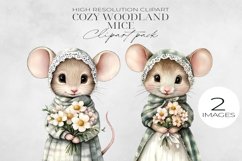 Cozy Woodland Mice Clipart PNG. Product Image 1