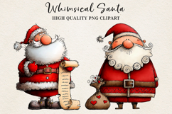 Whimsical Santa Clipart | Cute Christmas Santa PNG Product Image 1