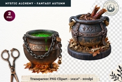 Gothic Witch Mystic Alchemy Clipart, Autumn Apothecary PNG Product Image 1