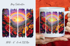 Fantasy garden, watercolor stripes, coffee mug sublimation Product Image 1
