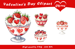 Strawberry Dessert Bowl Heart Clipart PNG Product Image 1