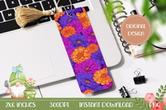 Colorful Flowers Bookmark Print, Purple Bookmark Template Product Image 1