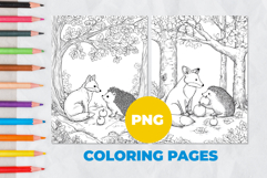 fox and hedgehog in forest Coloring Pages | Coloring book Product Image 1