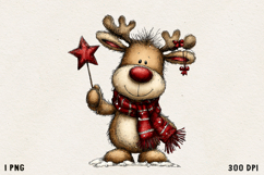 Cute Whimsical Christmas Reindeer Clipart Holiday PNG BUNDLE Product Image 17