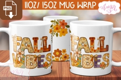 Fall Vibes mug wrap, Retro fall mug template Product Image 1