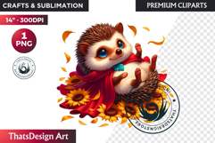 Cute Autumn Animals &amp; Sunflowers - Thanksgiving Clipart Product Image 1