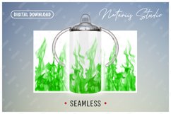 2 Green Fire Sublimation Patterns - 12 oz Sippy Cup. Product Image 2