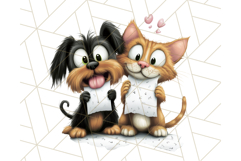 Dog and Cat Friends PNG, Cute Pet Clipart, Funny Animal Art Product Image 2