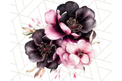 Gothic Floral PNG, Dark Aesthetic Flowers Clipart Print Product Image 2