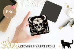 Celestial Moon Fridge Magnet Design, Gothic Skull Magnet PNG Product Image 1