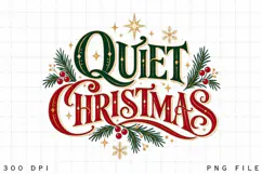 Quiet Christmas PNG - Vintage Holiday Typography Stars Pine Product Image 2