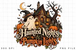Cute Ghost Witch Haunted Cottage Halloween PNG Design Product Image 2