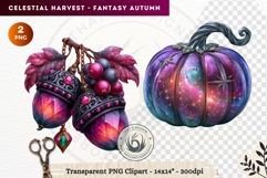 Autumn Fantasy Clipart PNG Celestial Steampunk Harvest Product Image 1