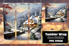 Christmas Whirl Village Tumbler Wrap 20oz Product Image 1