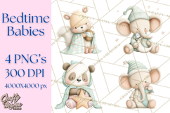 Baby Bedtime Animal Clipart PNG for Nursery Product Image 1