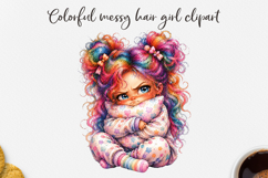 Colorful Messy Hair Girls Clipart Bundle PNG Product Image 7