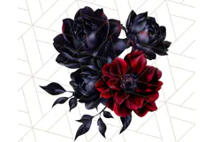 Gothic Floral PNG, Dark Aesthetic Flowers Clipart Print Product Image 2