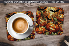 Pumpkin Coaster Sublimation, Halloween Coaster PNG Design Product Image 1