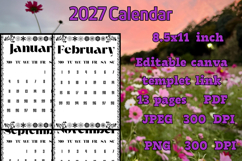 2027 calendar templates with flower frame 2 Product Image 3