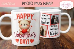 Cute Valentines Photo Mug Wrap template PNG for Sublimation Product Image 3